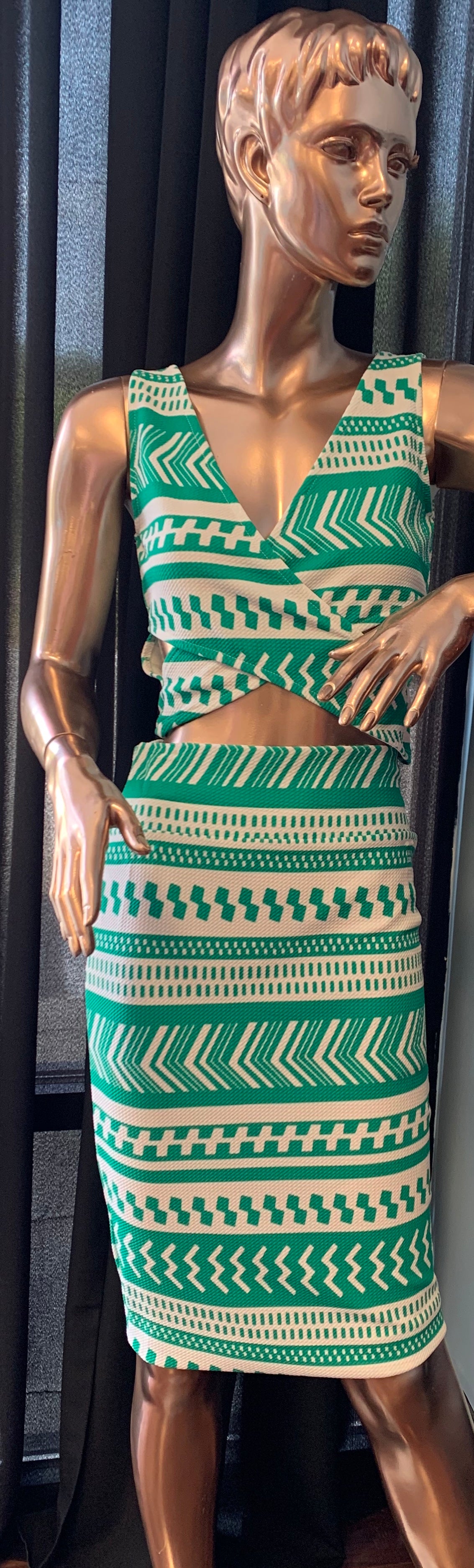 Green Tribal Skirt Set