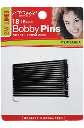 Magic Collections" Jumbo 18 Black Bobby Pins