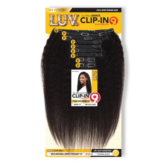 Eve Hair Inc:  LUV CLIP-IN 9PCS (NATURAL KINKY STRAIGHT)