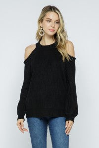 Cold Shoulder Long Sleeve Sweater Top