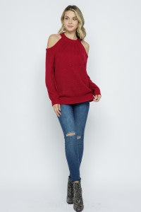 Cold Shoulder Long Sleeve Sweater Top