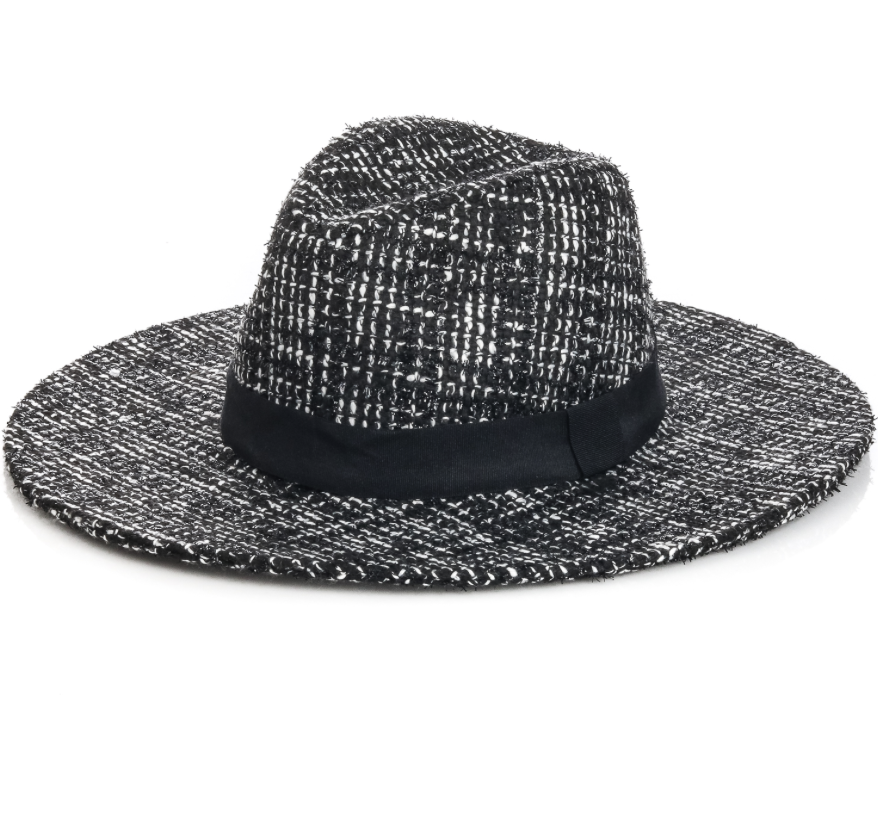 Flat Brim Tweed Fedora Hat