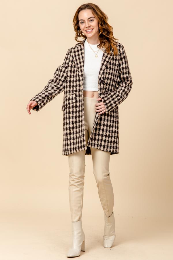 Plaid Long Blazer Coat